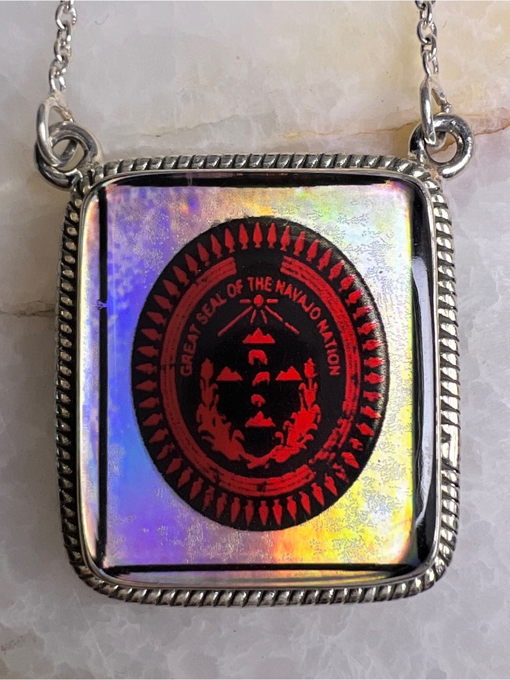 Southwestern Navajo Nation Picture Sterling Silver 925 Necklace - Picture 4 of 7